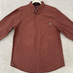Woolrich Rust Terracotta Heathered Flannel Oversized Button Down Shirt